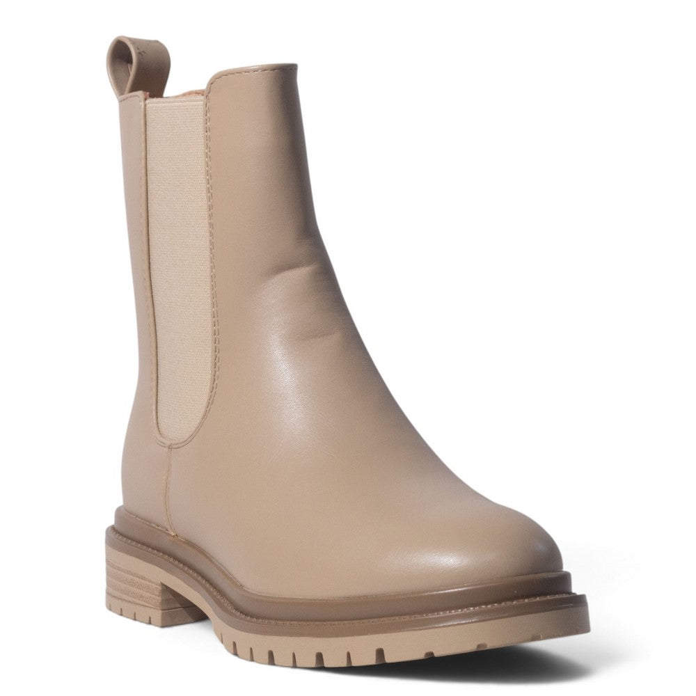 European Union Women Beige Leather Half Boot #5436