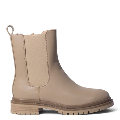 European Union Women Beige Leather Half Boot #5436