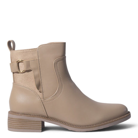 European Union Women Beige Leather Half Boot #5441