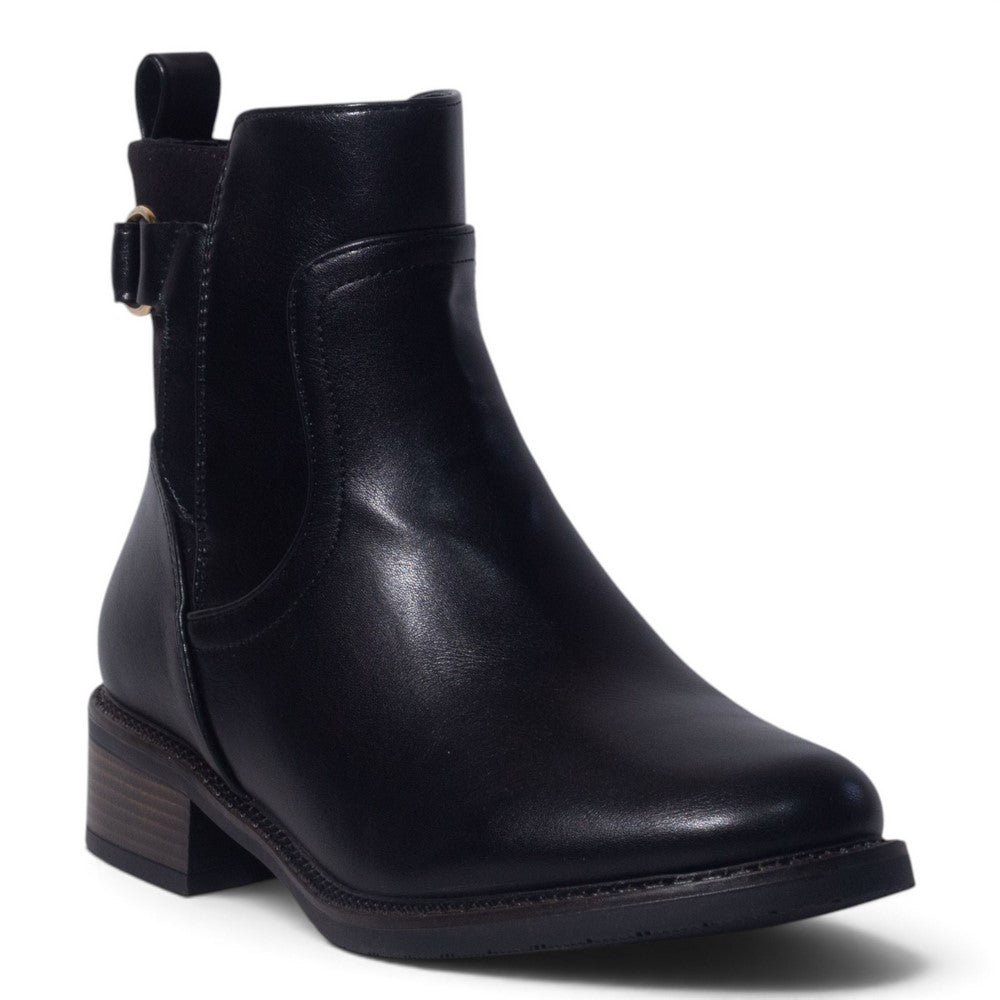 European Union Women Black Leather Half Boot #5443