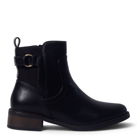 European Union Women Black Leather Half Boot #5443
