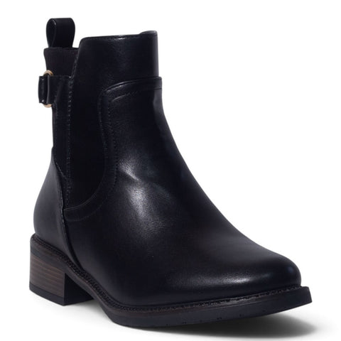 European Union Women Black Leather Half Boot #5443