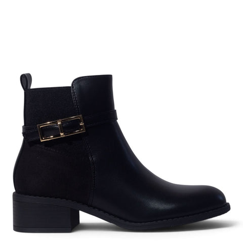 European Union Women Black Leather Half Boot #5448