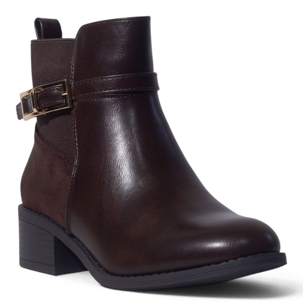 European Union Women Brown Leather Half Boot #5449