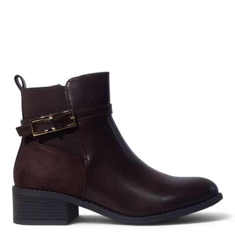 European Union Women Brown Leather Half Boot #5449