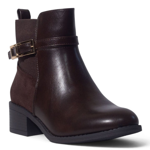 European Union Women Brown Leather Half Boot #5449