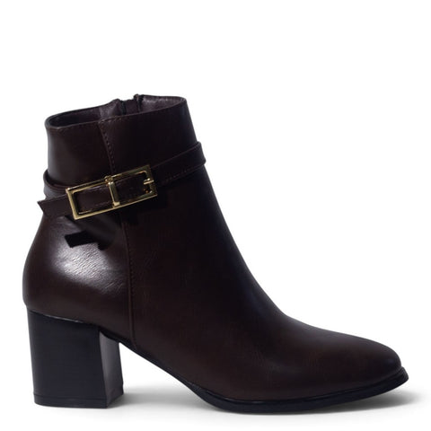 European Union Women Brown Leather Half Boot #5450