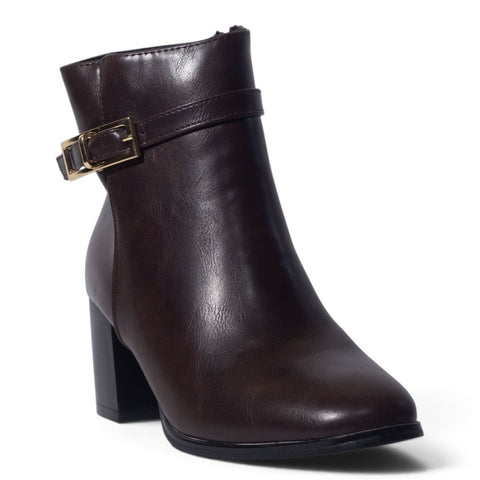 European Union Women Brown Leather Half Boot #5450