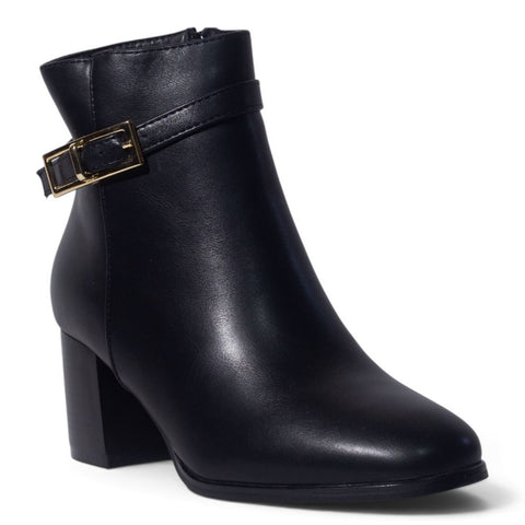 European Union Women Black Leather Half Boot #5451