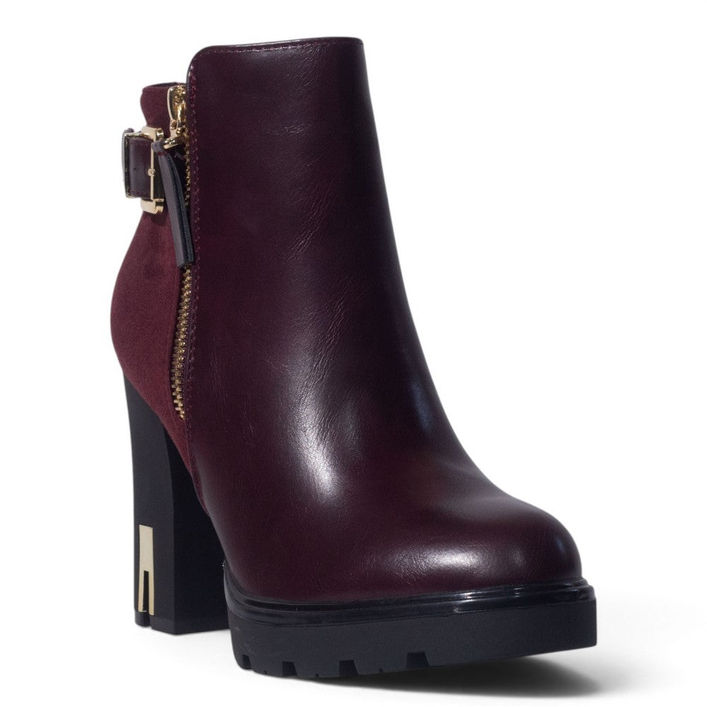 European Union Women Maroon Leather Half Boot #5453
