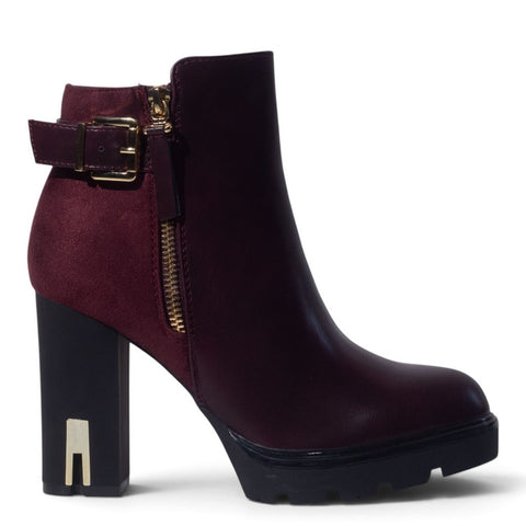 European Union Women Maroon Leather Half Boot #5453