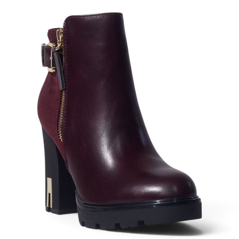 European Union Women Maroon Leather Half Boot #5453