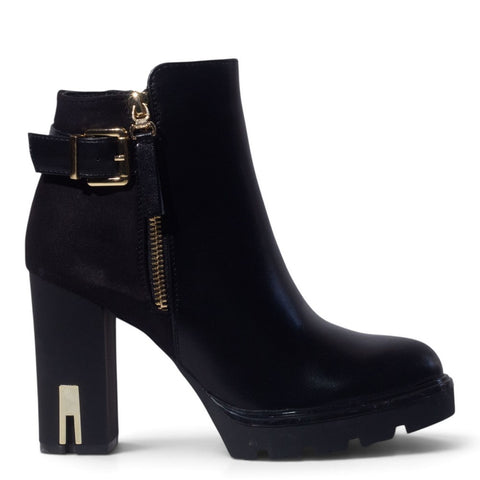 European Union Women Black Leather Half Boot #5454