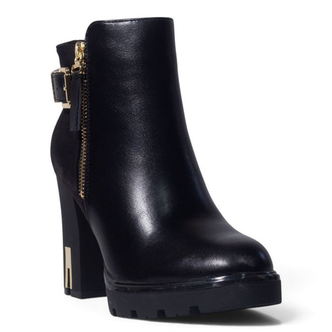 European Union Women Black Leather Half Boot #5454