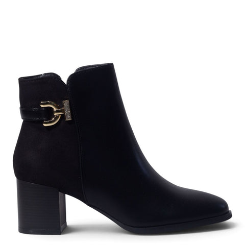 European Union Women Black Leather Half Boot #5461