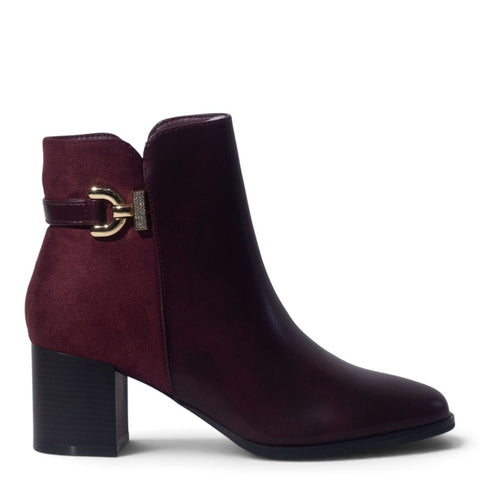 European Union Women Maroon Leather Half Boot #5462