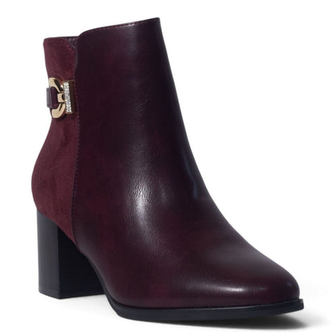 European Union Women Maroon Leather Half Boot #5462