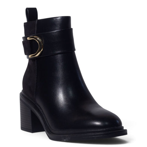 European Union Women Black Leather Half Boot #5463