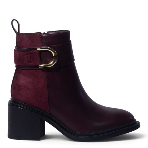 European Union Women Maroon Leather Half Boot #5464