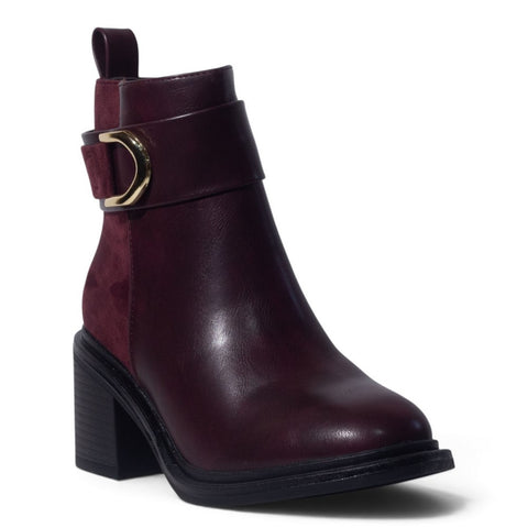 European Union Women Maroon Leather Half Boot #5464
