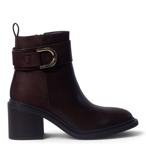 European Union Women Brown Leather Half Boot #5465