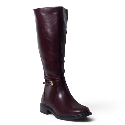 European Union Women Maroon Leather Boot #5488