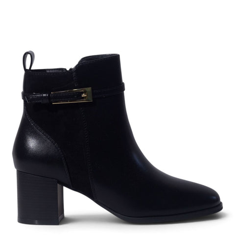 European Union Women Black Leather Half Boot #5492