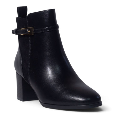 European Union Women Black Leather Half Boot #5492