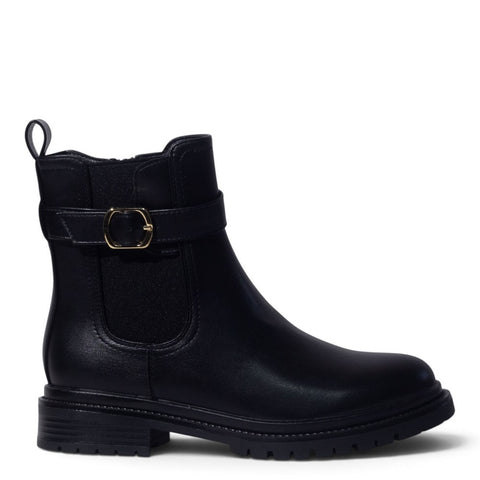 European Union Women Black Leather Half Boot #5496