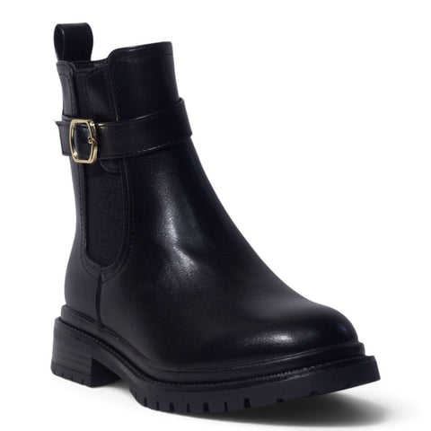 European Union Women Black Leather Half Boot #5496