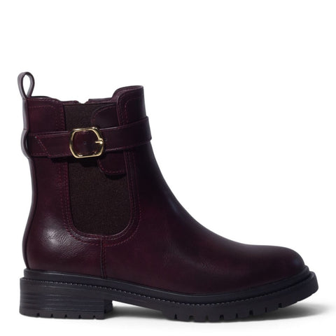European Union Women Maroon Leather Half Boot #5497