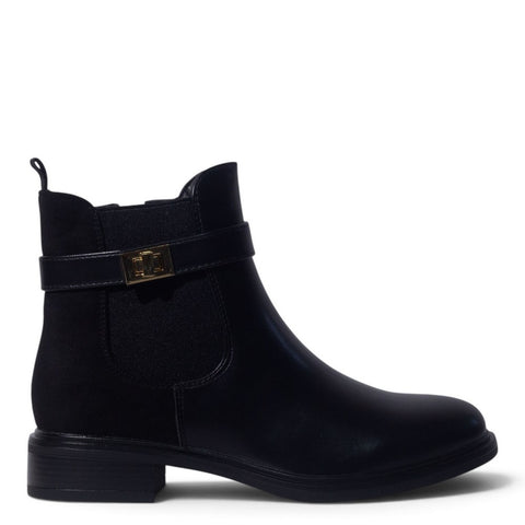 European Union Women Black Leather Half Boot #5498