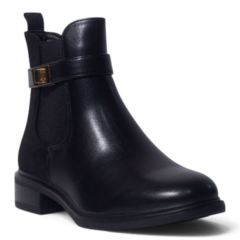 European Union Women Black Leather Half Boot #5498