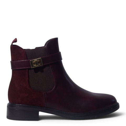 European Union Women Maroon Leather Half Boot #5499