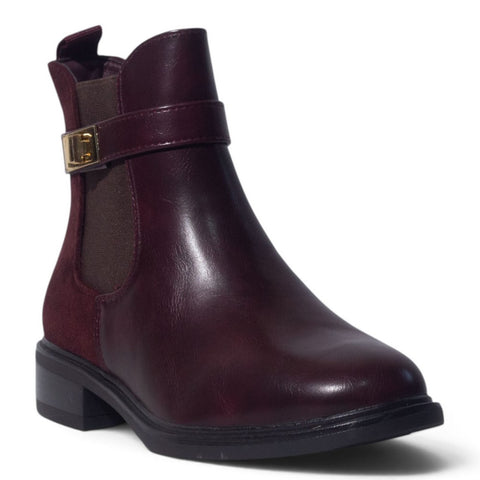 European Union Women Maroon Leather Half Boot #5499