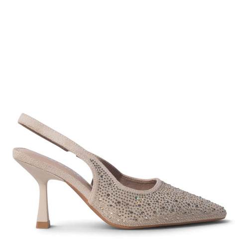 European Union Women Beige Glitter Heels #5502