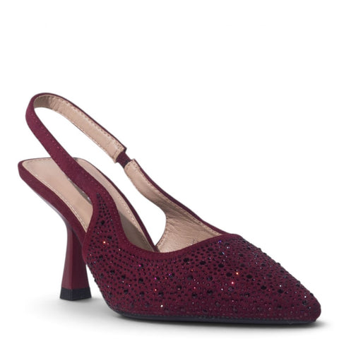 European Union Women Maroon Glitter Heels #5503
