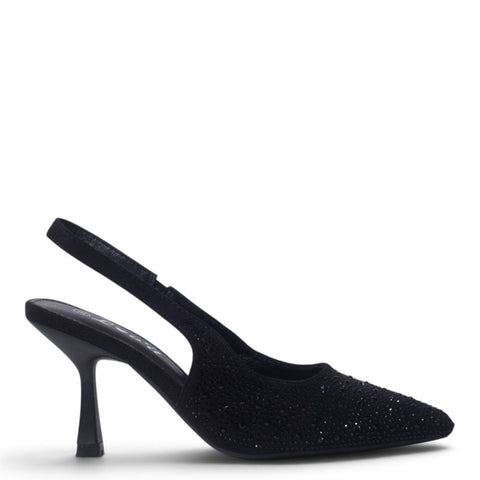 European Union Women Black Glitter Heels #5504