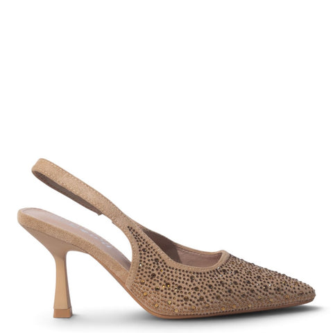 European Union Women Gold Glitter Heels #5505