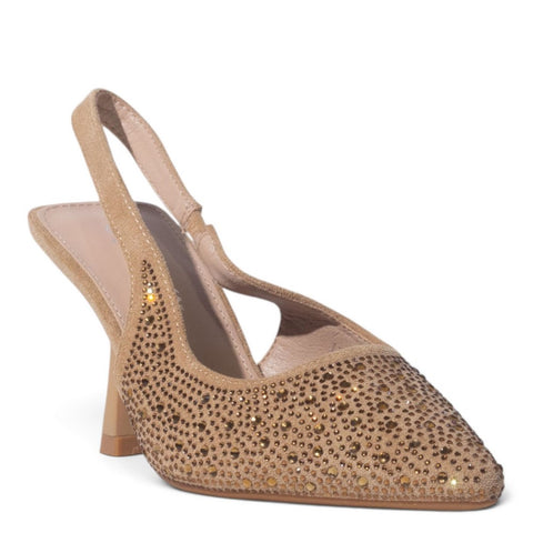European Union Women Gold Glitter Heels #5505