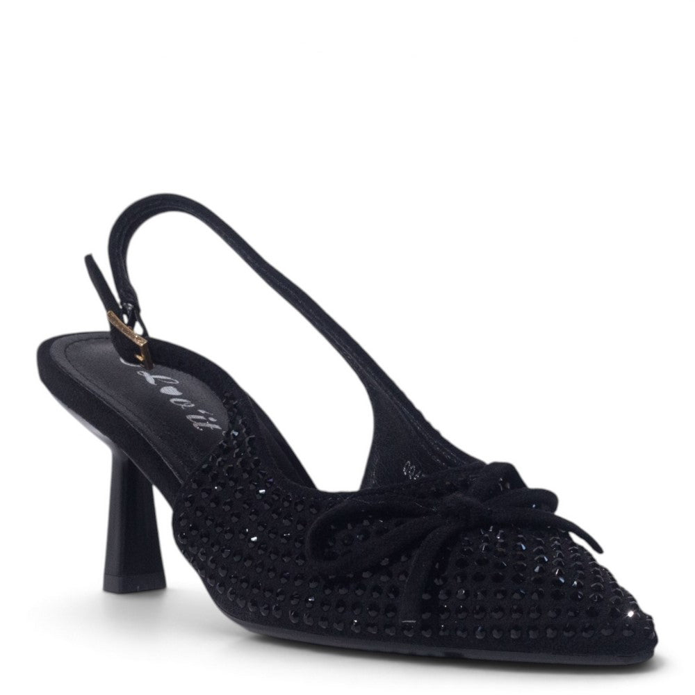 European Union Women Black Glitter Heels #5507