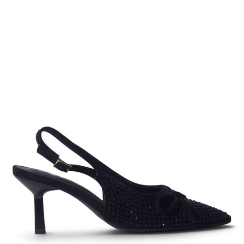 European Union Women Black Glitter Heels #5507