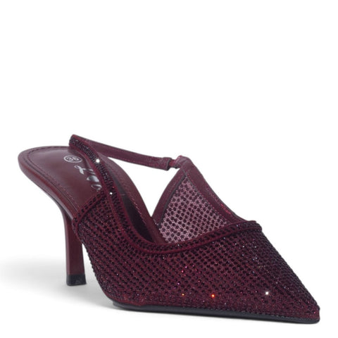 European Union Women Maroon Glitter Heels #5509