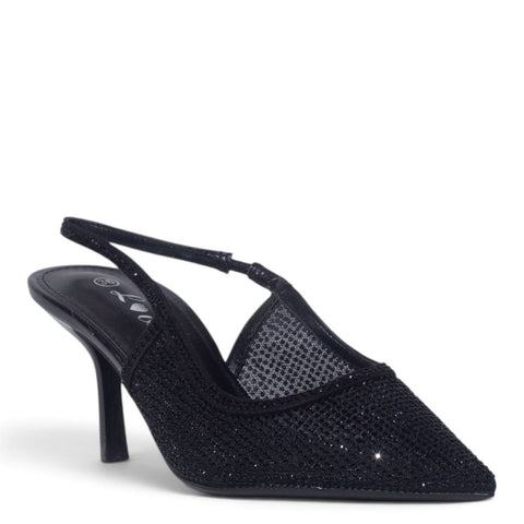 European Union Women Black Glitter Heels #5510