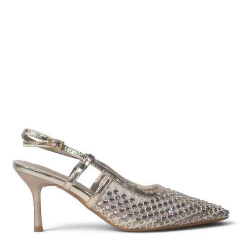 European Union Women Gold Glitter Heels #5511