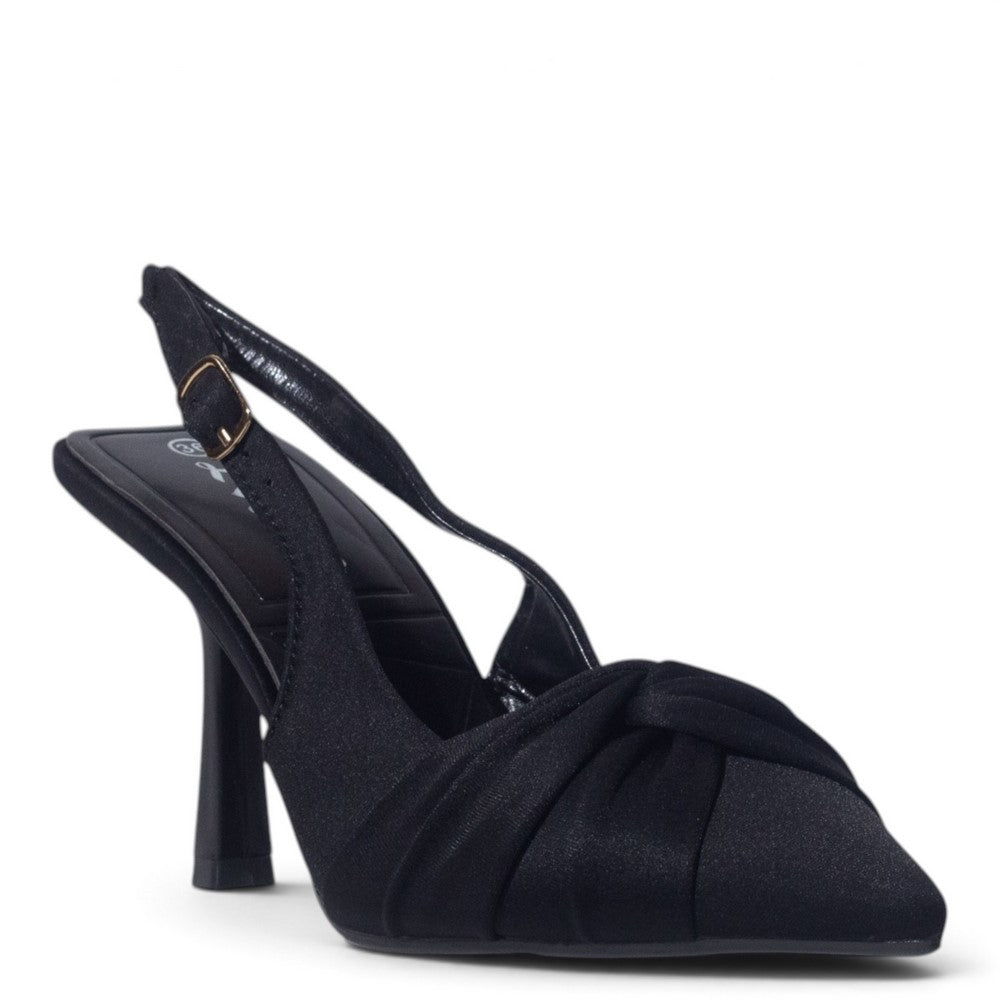 European Union Women Black Satin Heels #5515