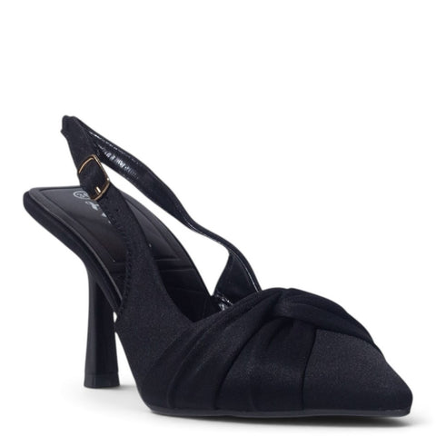 European Union Women Black Satin Heels #5515