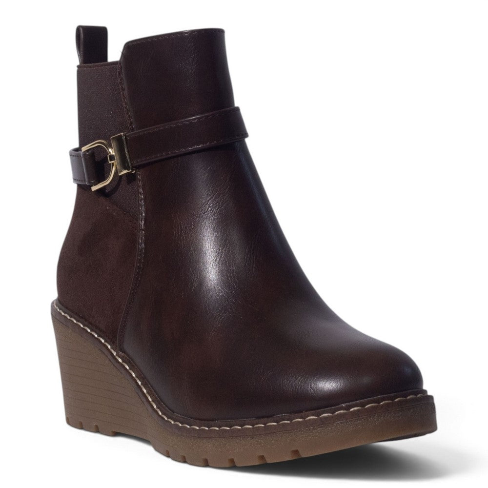 European Union Women Black Leather Half Boot #5519