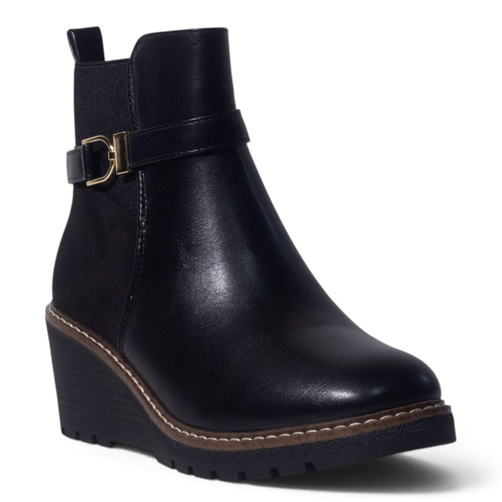European Union Women Black Leather Half Boot #5520