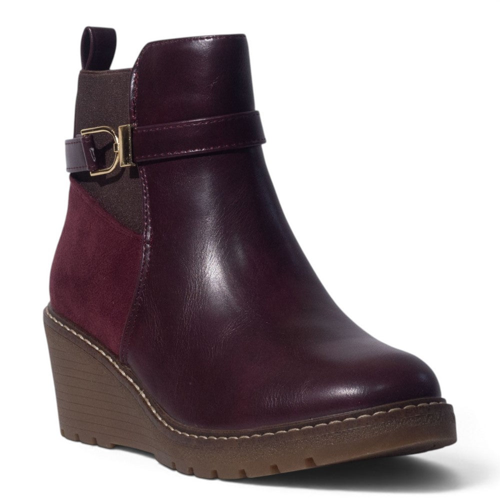 European Union Women Maroon Leather Half Boot #5522